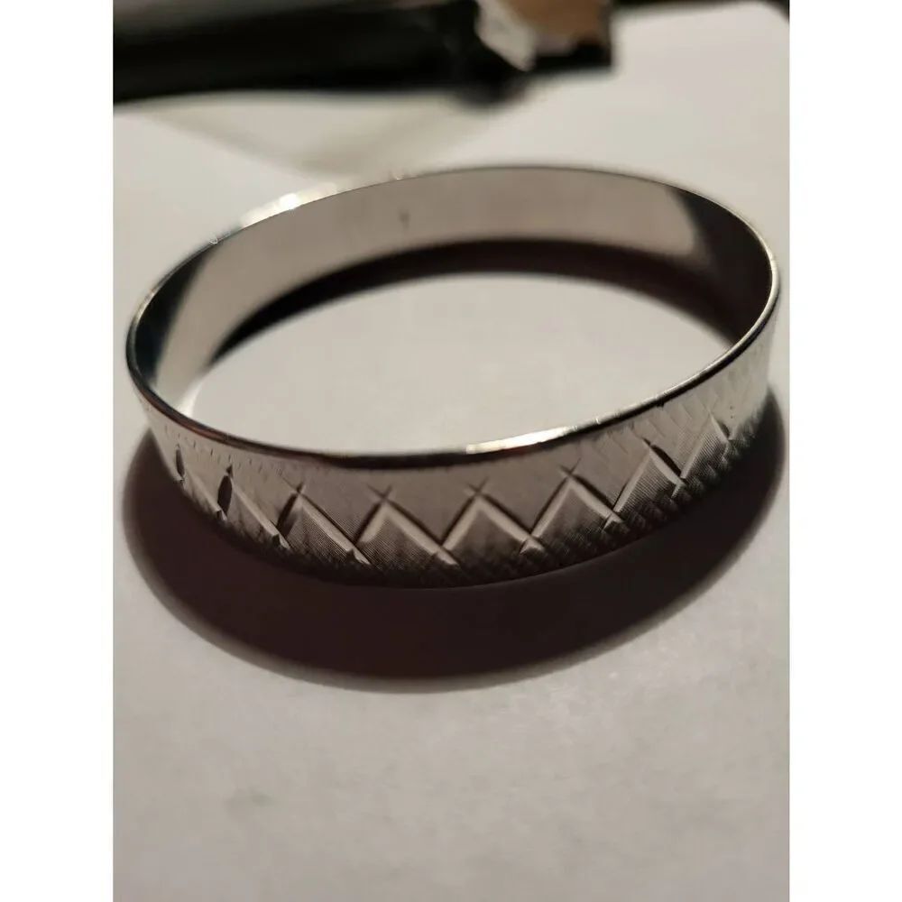 Vintage "Japan" Etched Modernist Silver Bracelet